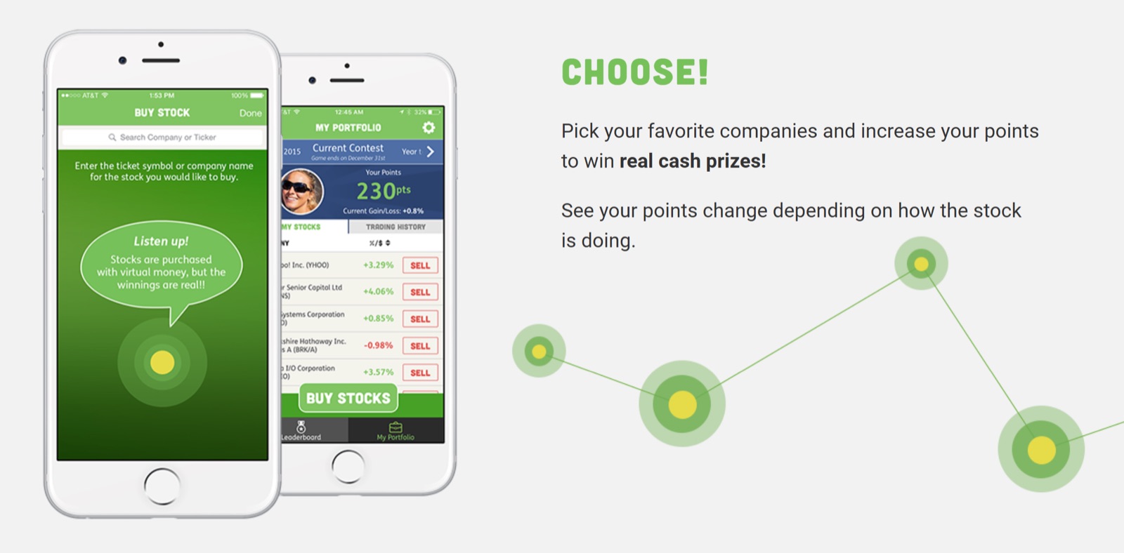 Vestly mobile app: buy stocks and portfolio screens